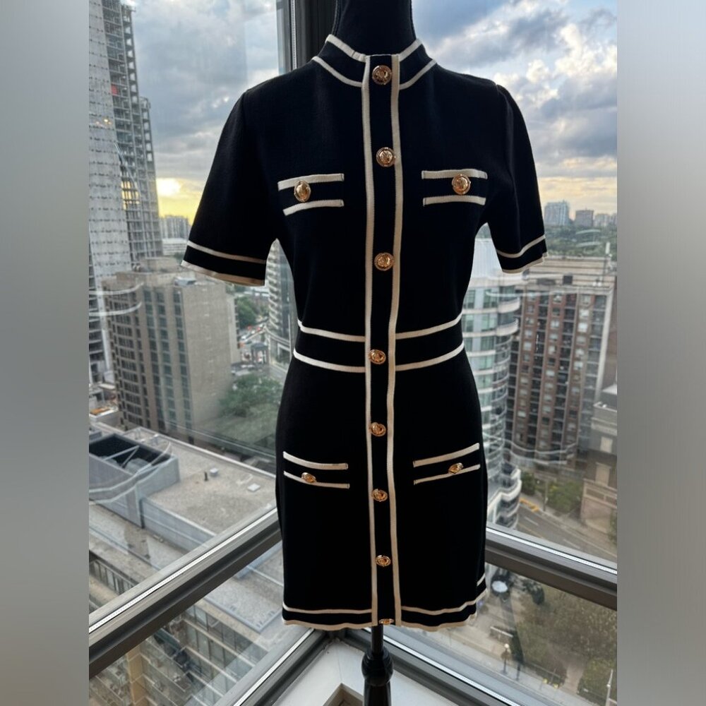 🆕KARL LAGERFELD🧿 NWT Classic Knit Dress with Embroidered Monogram, Black, Sz S - Picture 7 of 16